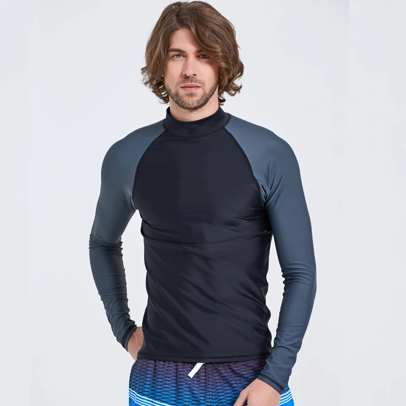 SBART Men Long Sleeve Rashguards Tops Lycra Snorkeling Windsurf Surfing Anti-UV Swim Wetsuit Shirt Diving T-Shirts for Surfing