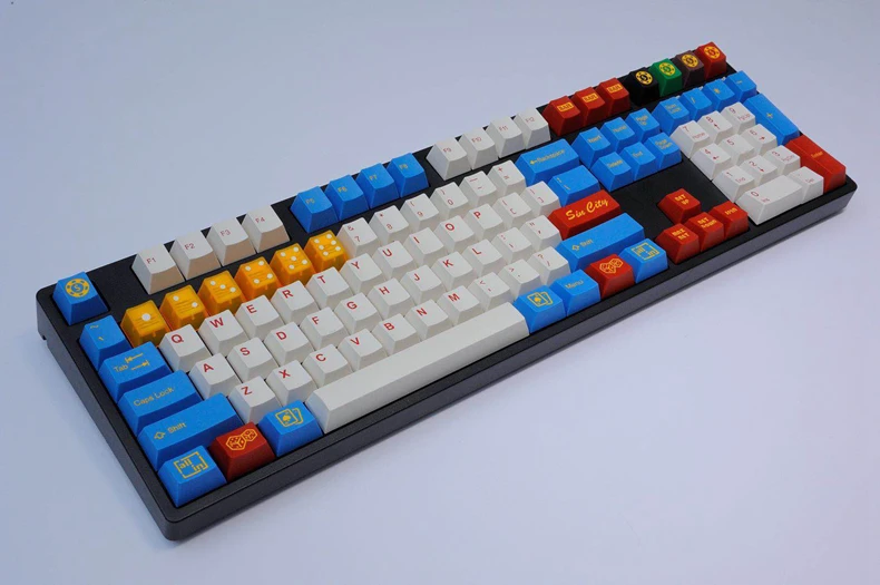 Taihao cubic abs doubleshot keycaps для diy игр механическая клавиатура цвет города Син белый