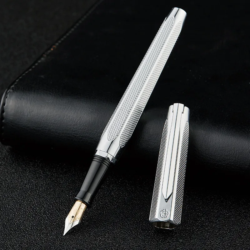 Hero 2191 14K Золотая коллекция авторучка Золотая гравировка рябь двухголовый Средний Перьевая ручка и коробка для бизнеса и офиса