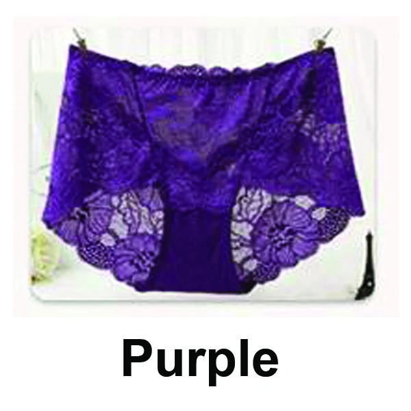 Purple Новинка, большие размеры, женские сексуальные кружевные трусики, винтажные кружевные эластичные большие инвариантные полые трусы для девушек, сексуальное нижнее белье - Цвет: Purple