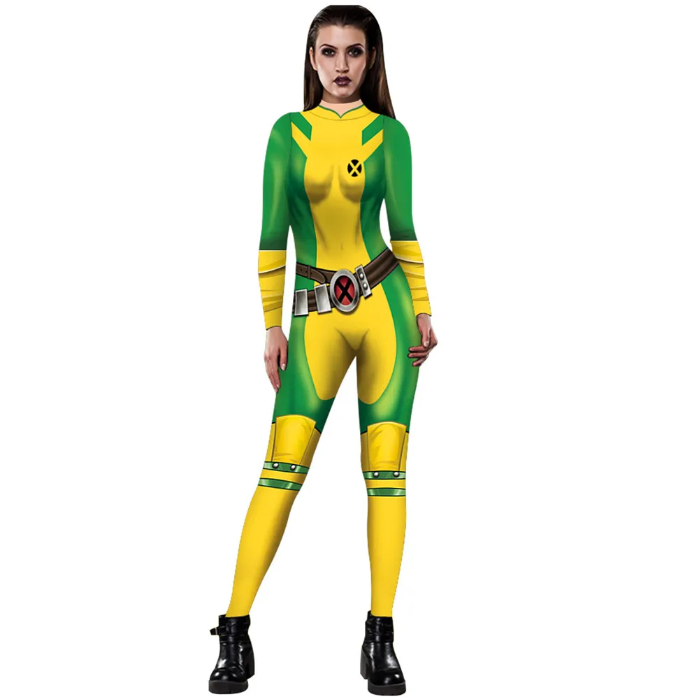 3D зеленый Rogue Марвел Капитан Анна Костюм косплей женские фильм Marvel х мужские