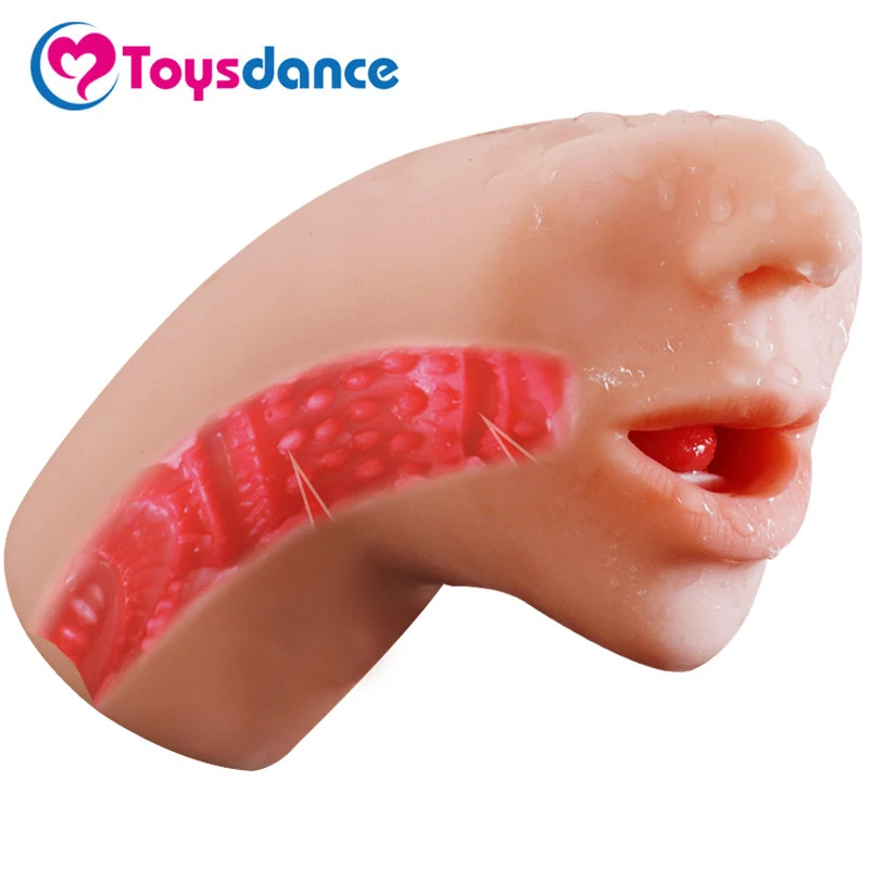 Реалистичный рот оральный секс мужской мастурбатор с языком и зубом Глубокая