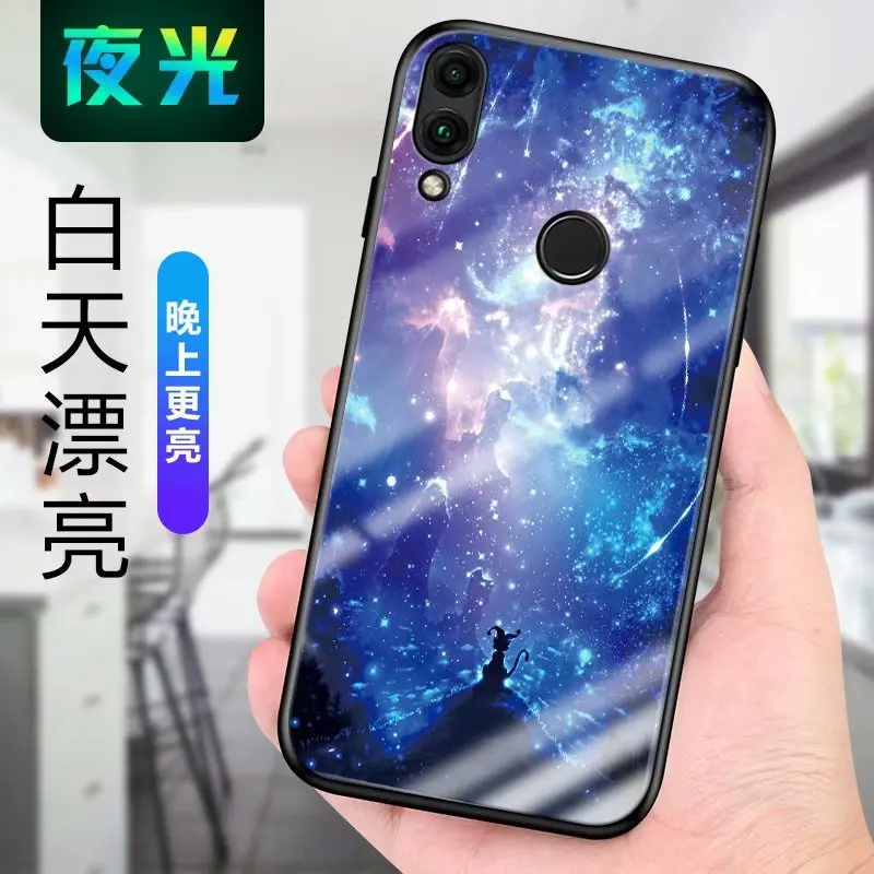 Для huawei p Smart чехол Роскошный светящийся Узор Жесткий закаленное стекло защитный чехол на заднюю панель для huawei p smart