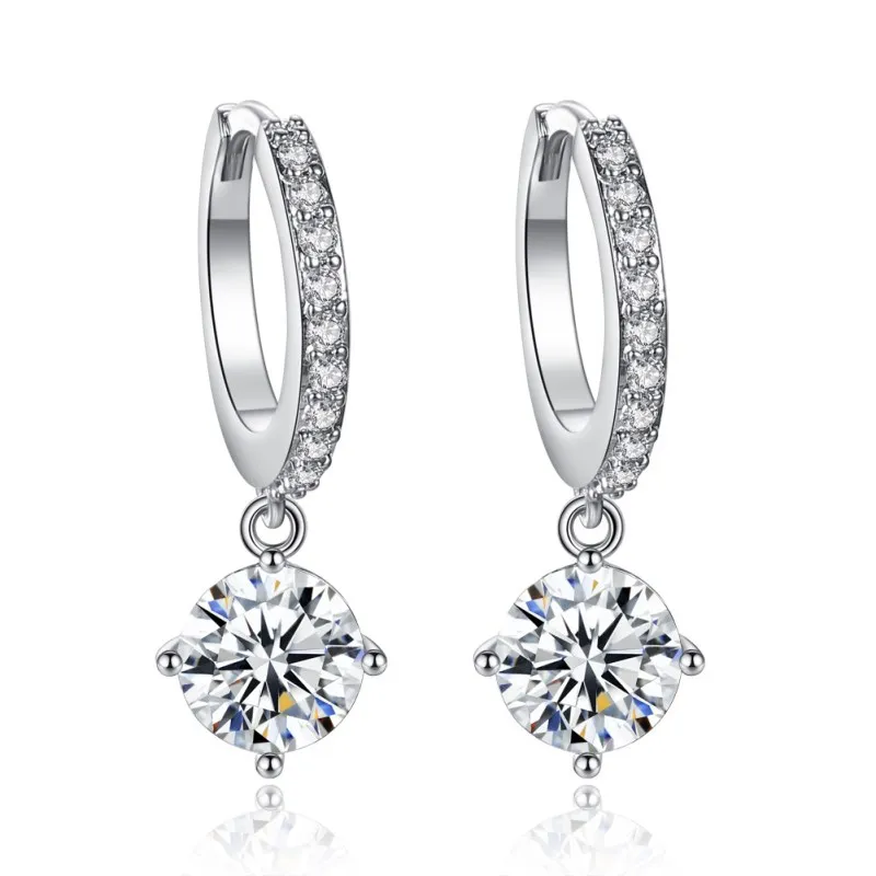 Geometric Round Crystal CZ Wedding Dangle Drop Earrings Fashion fine jewelry Gold Zircon Pendant hanging For Women gift | Украшения и