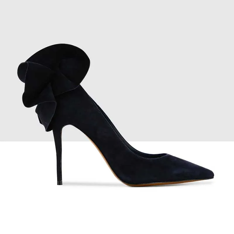 Темно синие туфли на высоком тонком каблуке 4 дюйма с цветочным принтом вечерние