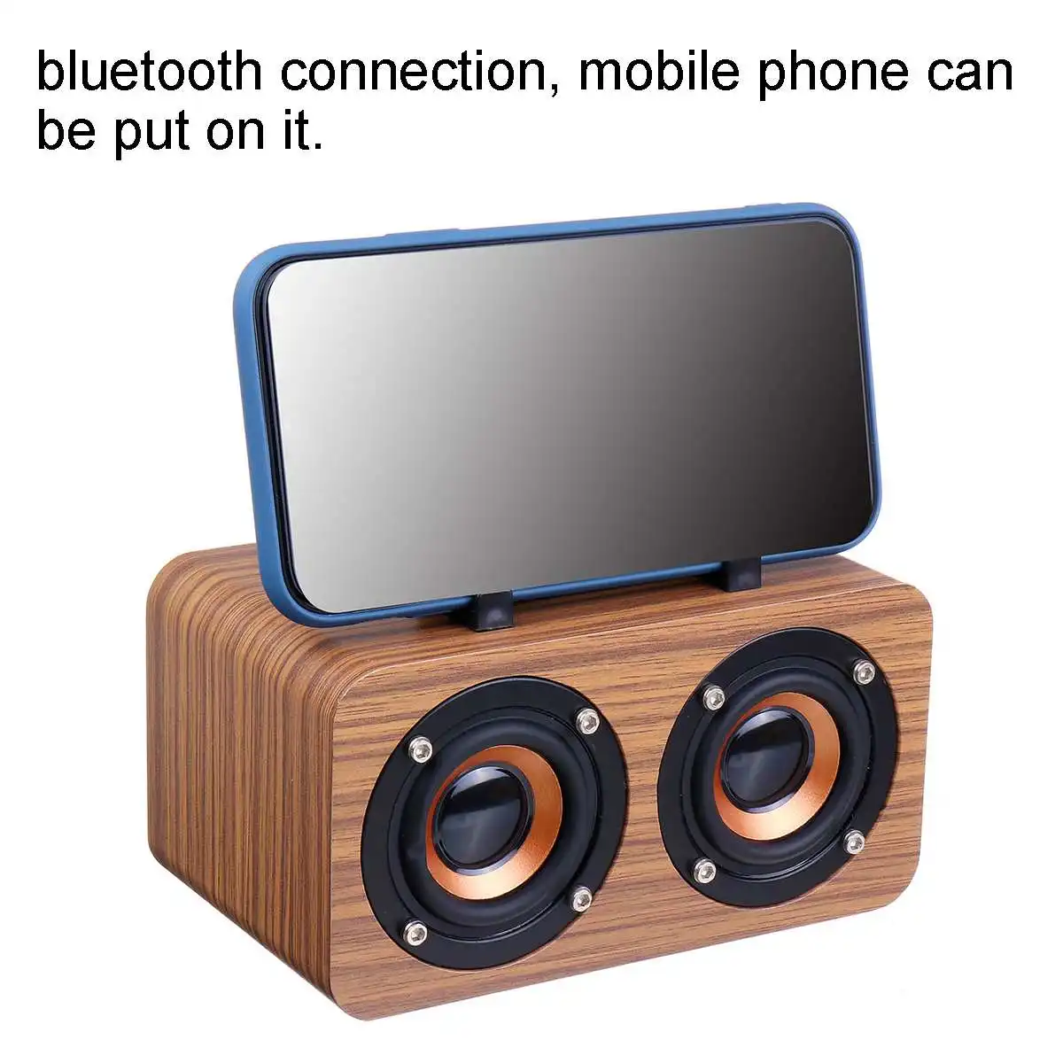 Деревянный беспроводной портативный динамик Настольный bluetooth динамик s сабвуфер стерео бас динамик поддержка TF MP3 плеер держатель телефона