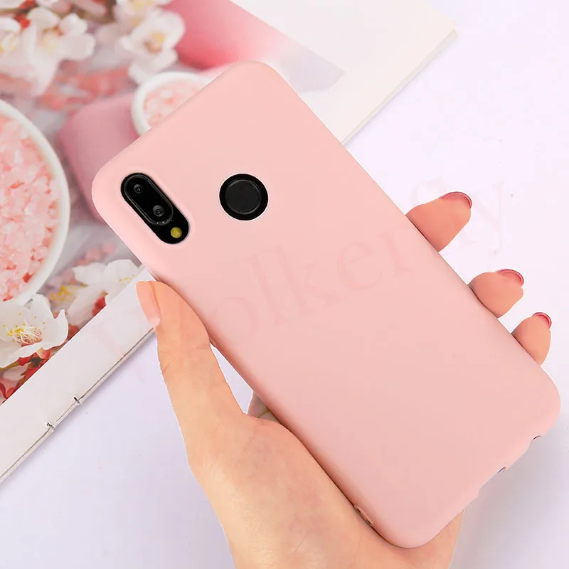 Pink Мягкий силиконовый яркий матовый чехол для huawei P20 Lite P30 Pro Honor 8C 8X9 mate 20 10 Lite P Smart Y6 Prime Y7 Pro чехол - Цвет: Pink
