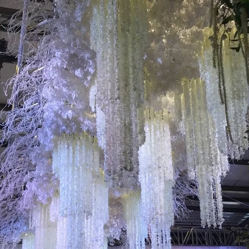 Beste 100Cm Kunstmatige Orchidee String Bruiloft Arrangement Hortensia Nep Bloem Wijnstok Kunstmatige Wisteria Wedding Party Props Decoratie