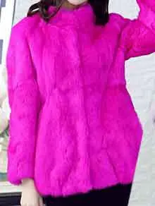 Куртка из натурального кроличьего меха с воротником стойкой|real fur coat|rabbit jacketskin