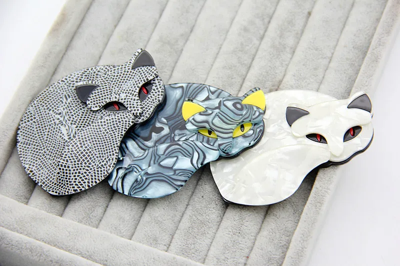 Акриловые заколки и броши для женщин с изображением лисы кошек нагрудные значки