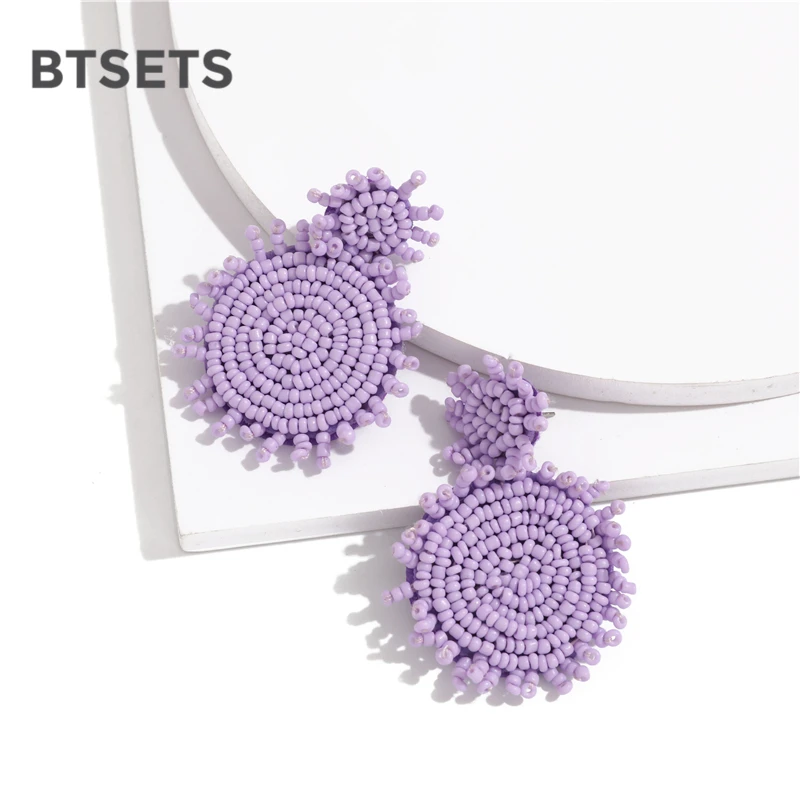 INS Fashion White Large Earrings for Women 2019 Trendy Beads Cotton Tassel Fringes Dangle Drop Bts Wedding Jewelry | Украшения и