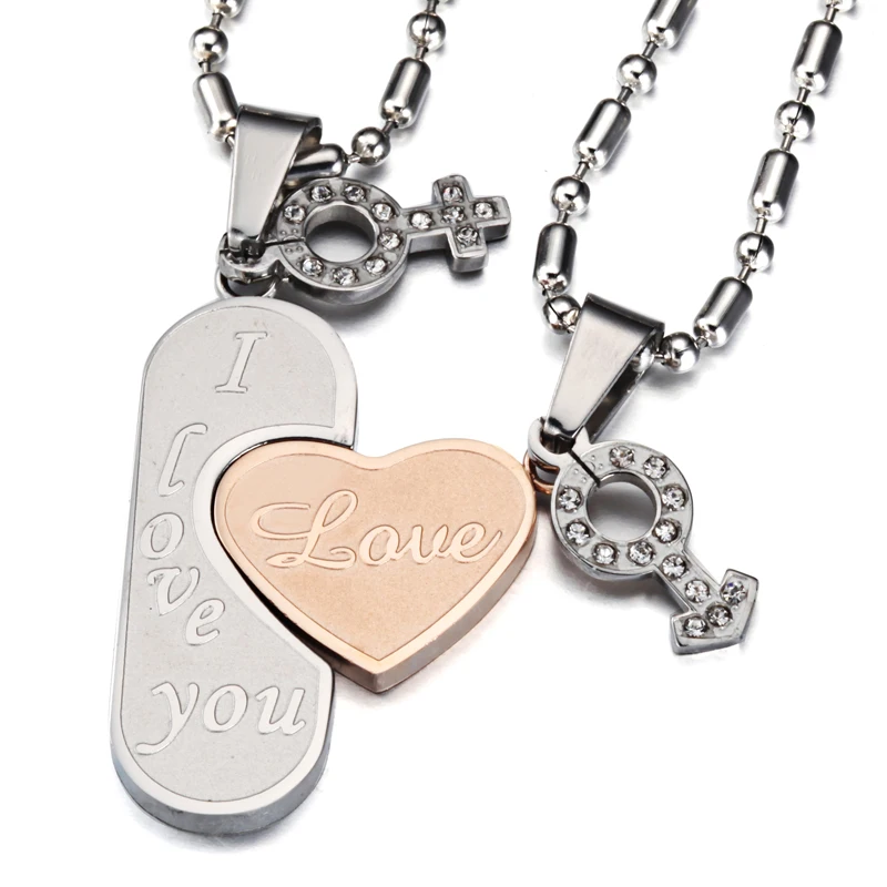 Двухцветное ожерелье с подвеской в виде двух символов для мужчин и женщин|necklace