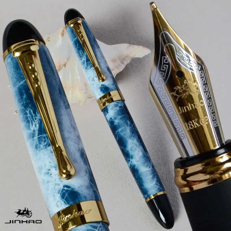 as picture show IRAURITA перьевая ручка JINHAO X450 темно-зеленый и золотой 18 KGP 0,7 мм перо с широким основанием полностью металлический синий красный 21 цвет и чернила JINHAO 450 - Цвет: as picture show