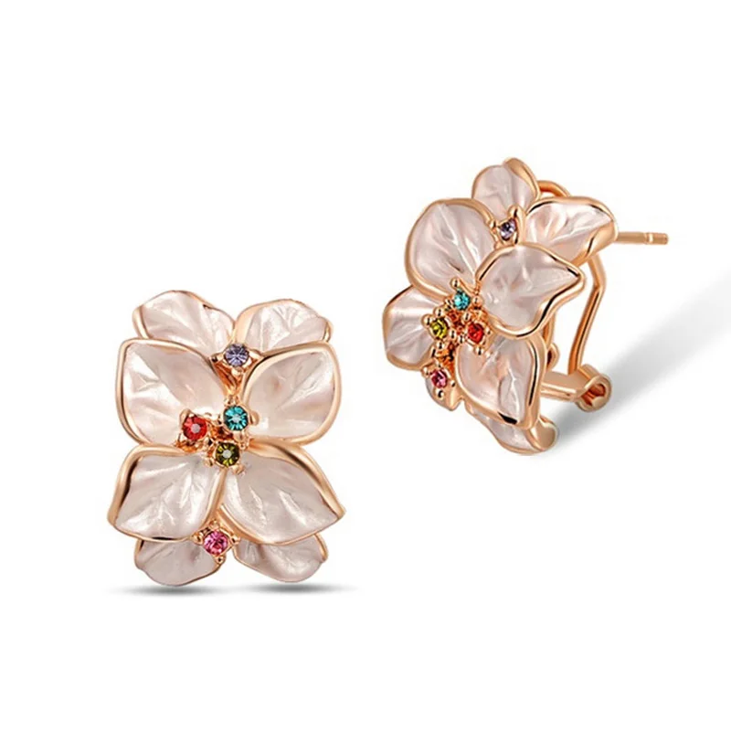 Женские серьги клипсы с австрийским кристаллом|clip on earrings|clip onearring clip |