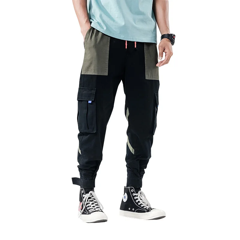 Мужские боковые накладные карманы лоскутные брюки 2019 хип хоп повседневные