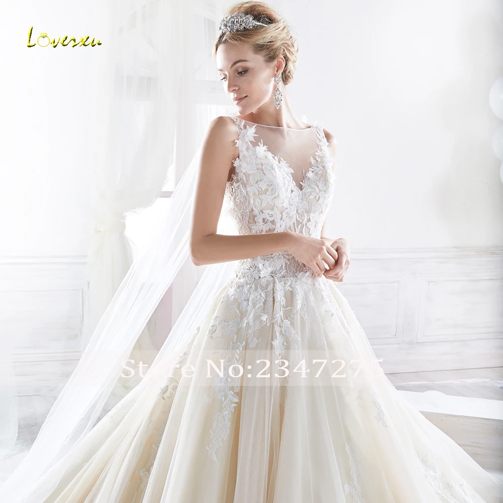 Свадебное платье принцессы Loverxu Vestido De Noiva роскошное кружевное трапециевидной
