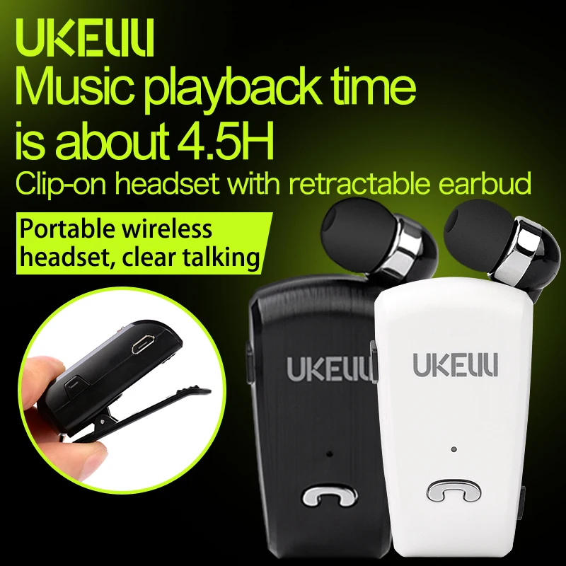 Беспроводная гарнитура UKELILI UK890 Bluetooth V4.0 вибрирующие наушники-вкладыши с зажимом