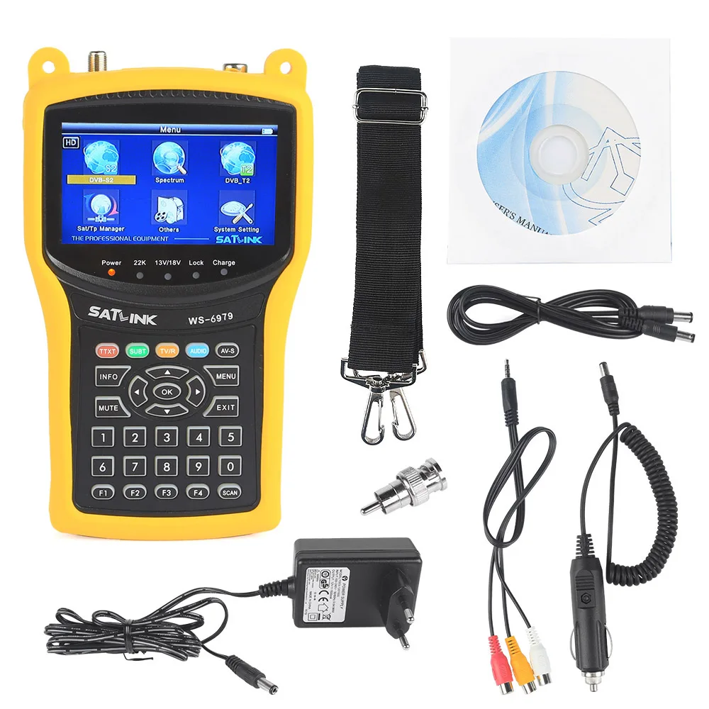 Satlink WS 6979SE спутниковый Finder метр 4.3 дюймовый Экран дисплея DVB S/S2 T2 MPEG4 hd combo WS6979 с