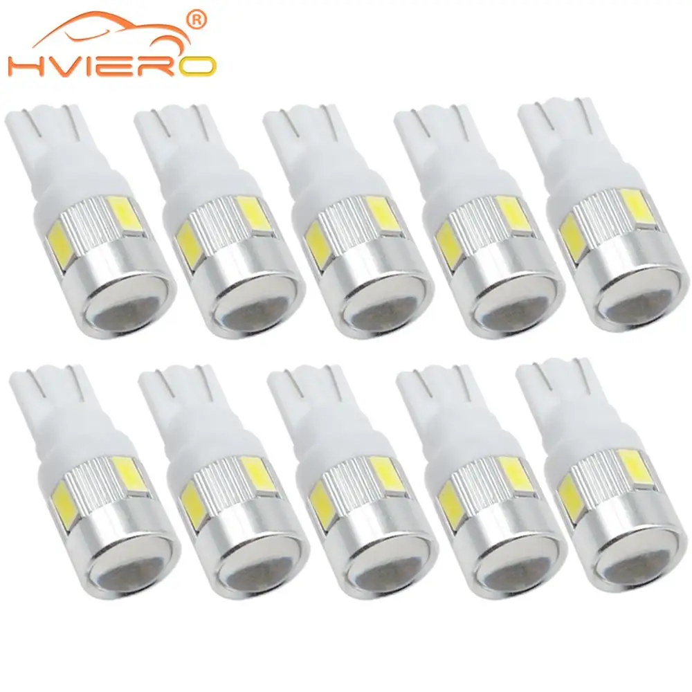 10X T10 194 W5W Автомобильные светодиодные 5630 6SMD белые номерные знаки задние стоп