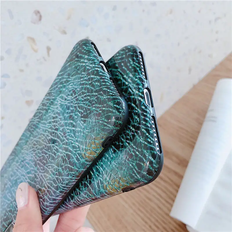 FLYKYLIN Art Marble Crack Case For iphone XR Cases 6 S 6S 7 Plus 8 X XS Max Back Cover Glossy IMD Silicon Phone Coque |