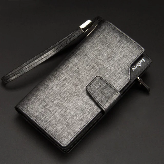 Silver Baellerry, мужские кошельки, длинный стиль, высокое качество, с отделением для карт, мужской кошелек на молнии, большая емкость, брендовый, кожзам, кошелек для мужчин - Цвет: Silver