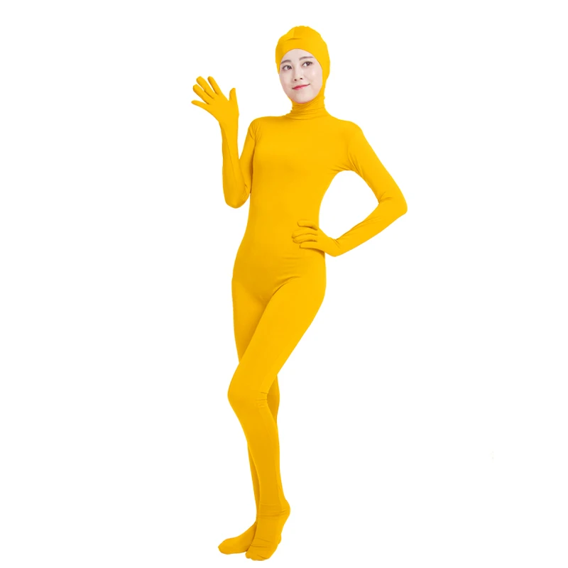 Yellow Ensnovo, унисекс, косплей, Zentai, костюмы для женщин и мужчин, для взрослых, с открытым лицом, на все тело, спандекс, зентай-костюм, черный, боди, костюмы для косплея - Цвет: Yellow