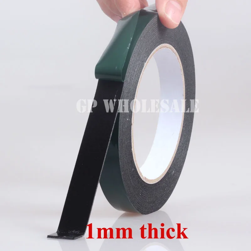 (1mm thick) 3mm, 5mm, 10 mm, 300mm*5M, Black Cellphone Dust Proof Sponge Foam Tape Double Sided Adhesive