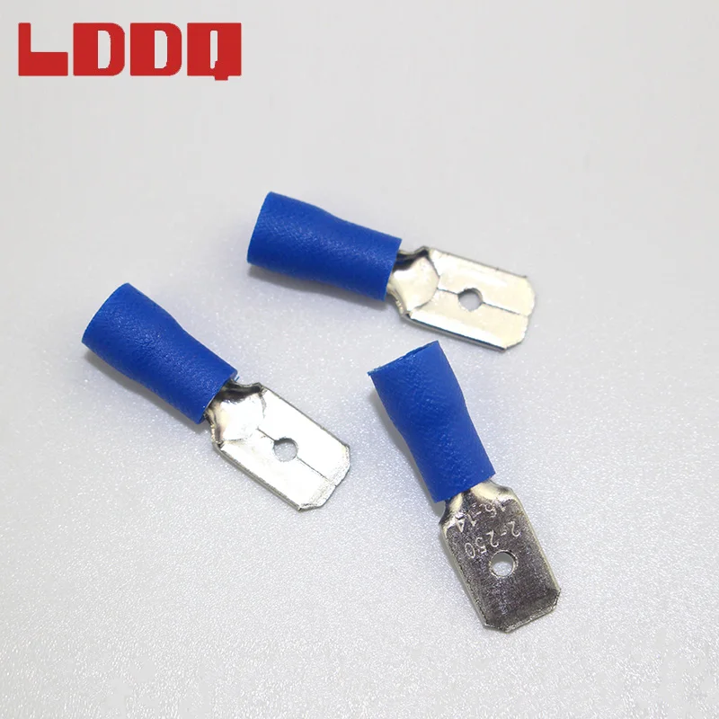 LDDQ 100 шт. папа Изолированная синяя электрическая лопатка обжимная Клемма 16-14AWG