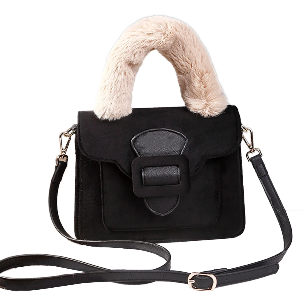 Black Coofit сумка из искусственного меха сумка из норки на ремне женская модная сумка с откидной крышкой сумка-мессенджер Женская Роскошная сумка с верхней ручкой - Цвет: Black