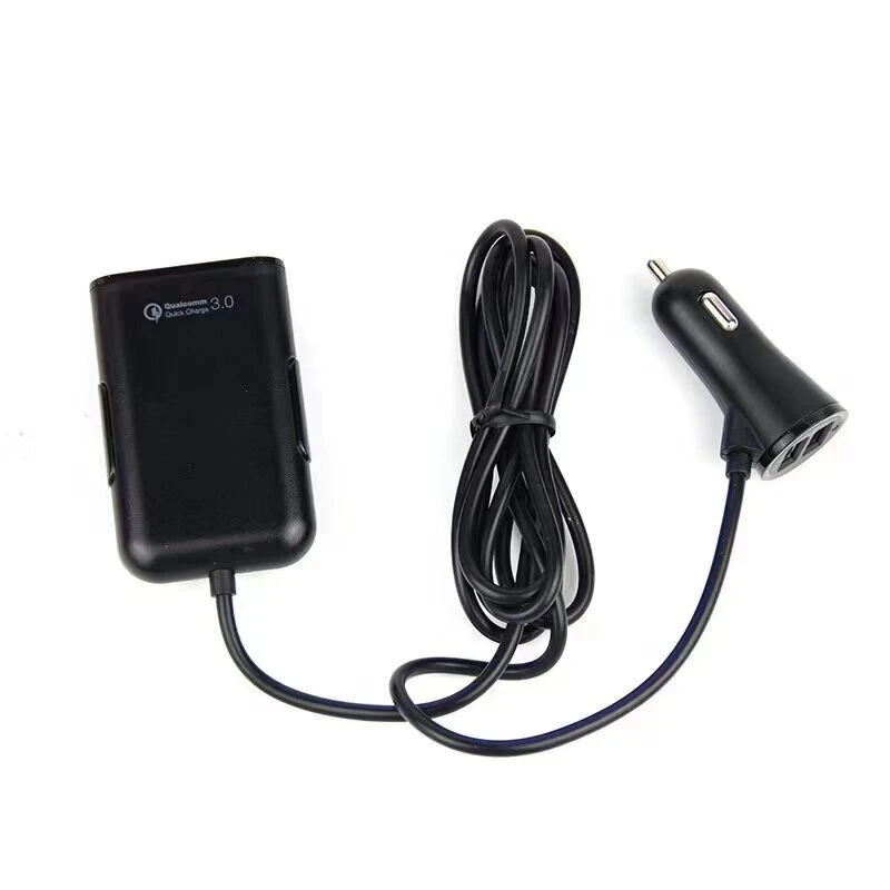 Автомобильное зарядное устройство QC3.0 + 2.4A 3.1A с 4 USB-портами и кабелем 5 6 футов для