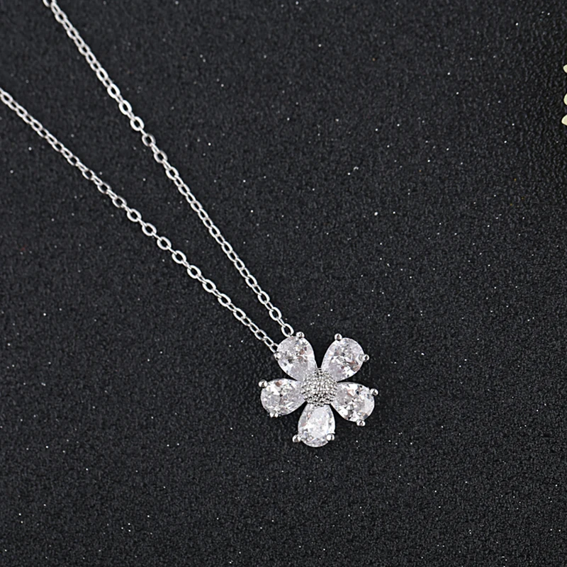 Довольно Блум цветок AAA CZ подвеска Цепочки и ожерелья Для женщин золото Цвет с