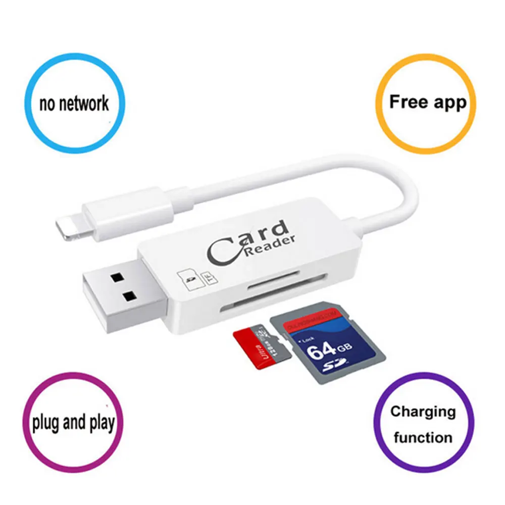 2 в 1 картридер 2017 Высокое Качество МИНИ Супер Скорость USB2.0 TF Micro SD/SDHC Card Reader