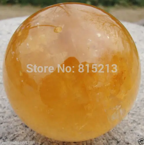 

83-85MM Natural Citrine Calcite Quartz Crystal Sphere Ball Healing +Stand