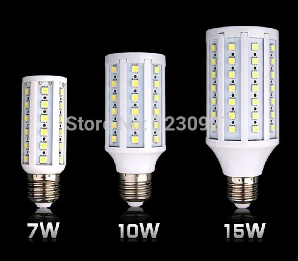 Сверхъяркая светодиодная лампочка SMD5050 E27/E14/B22 7 Вт/10 Вт/15 Вт кукуруза теплый/белый