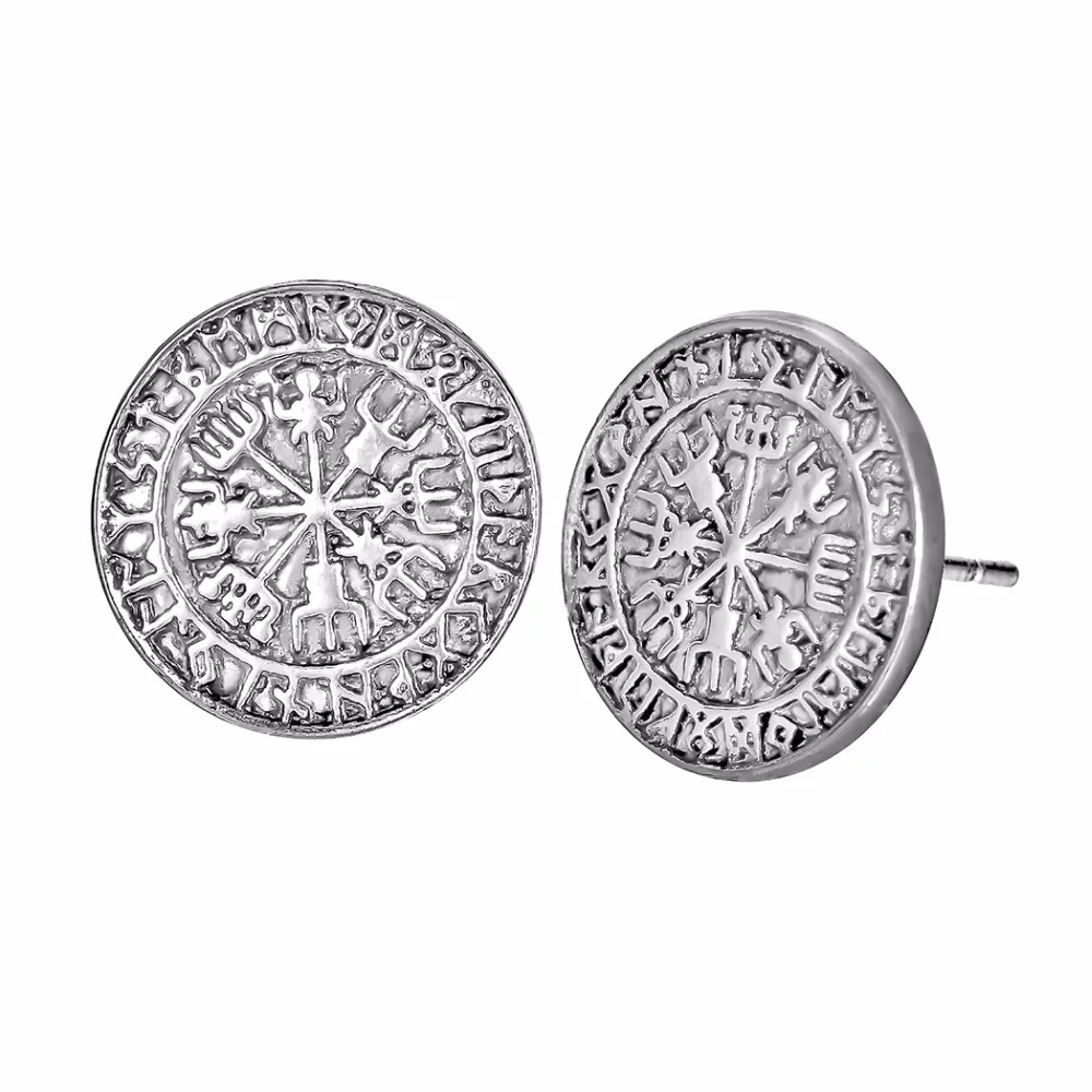 Серьги с компасом и рунами Vegvisir женские винтажные подвески Скандинавская