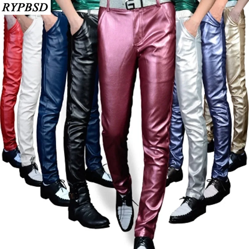 Новинка осени 2020 кожаные штаны в стиле панк золотого серебристого черного цвета