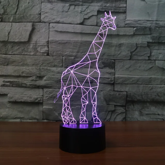 3d Светодиодная лампа жирафа 7 цветов меняющая цвет ночник для детской комнаты USB/3