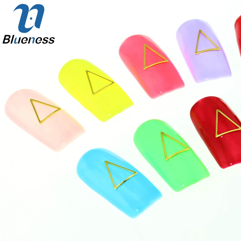 Blueness 100Pcs/lot 8*9mm Triangle Design 3D Nails Art Slice DIY Charms Gold Alloy Manicure Decorations Studs Supplies PJ378 | Красота и