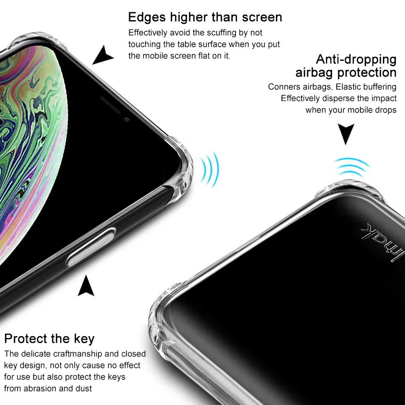 Чехол IMAK с подушкой безопасности для iPhone XS Max XR противоударный мягкий силиконовый