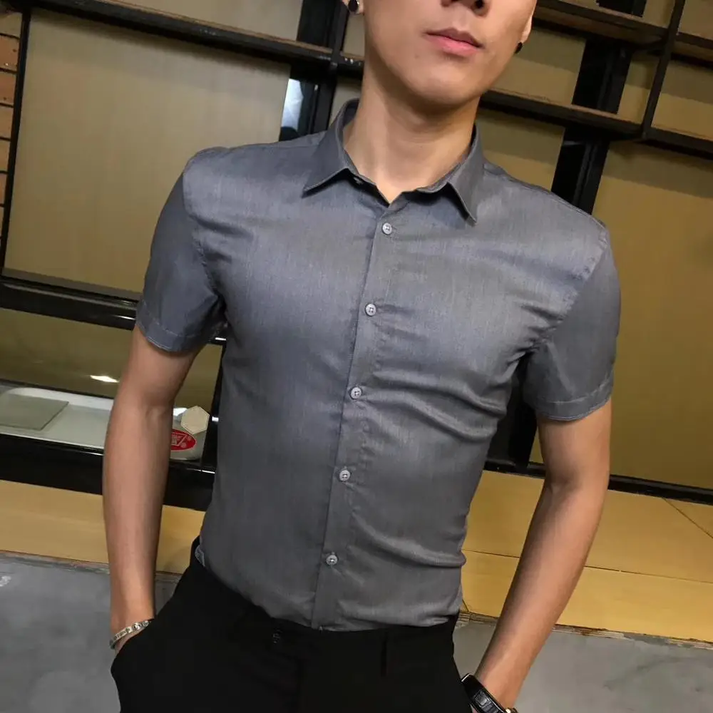 Приталенная рубашка с рукавом для мужчин Повседневная роскошная классическая