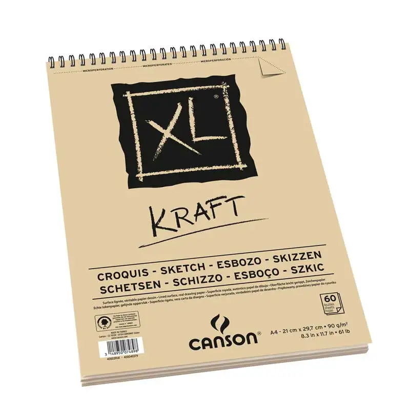 A4 Canson XL Sketch Pad крафт гофрированные светло коричневый 90g/m2 60 листов спираль на