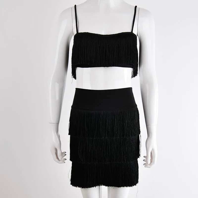 Missufe сексуальное Бандажное платье без бретелек с кисточками элегантное мини