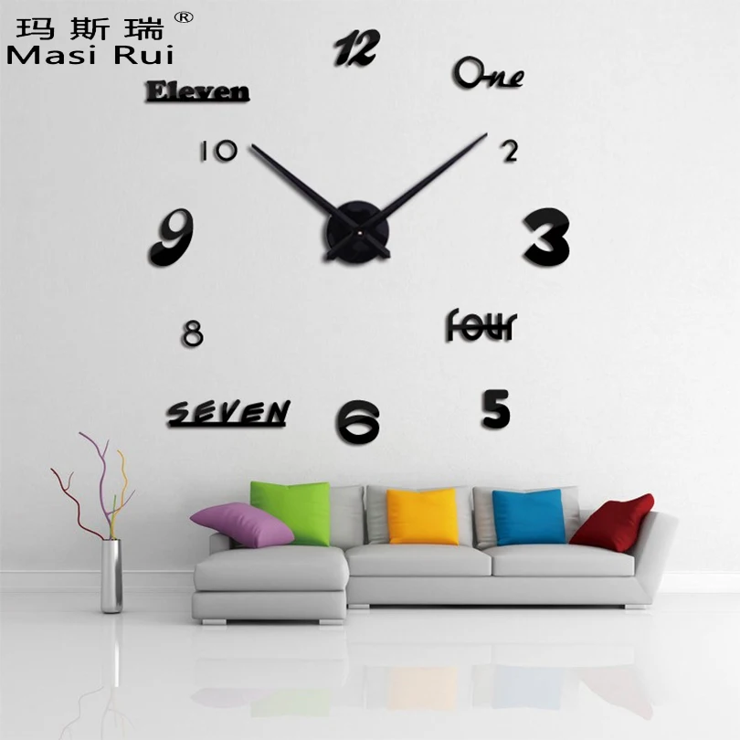 Большие настенные часы кварцевые сделай сам с современным дизайном акриловые