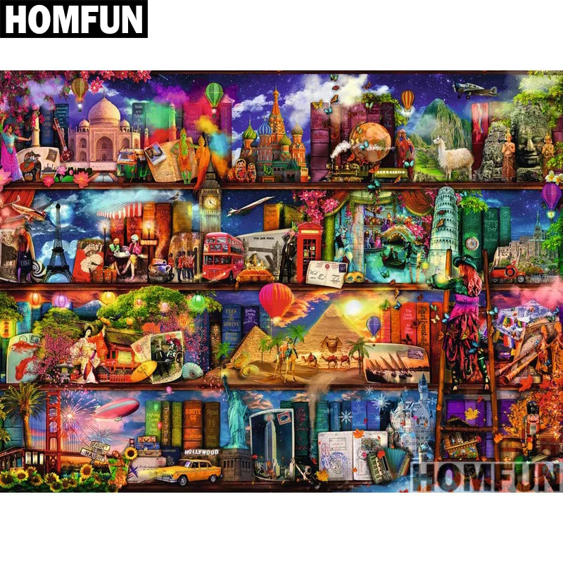 

HOMFUN Full Square/Round Drill 5D DIY Diamond Painting "Country scenery" 3D Embroidery Cross Stitch 5D Home Decor A01000