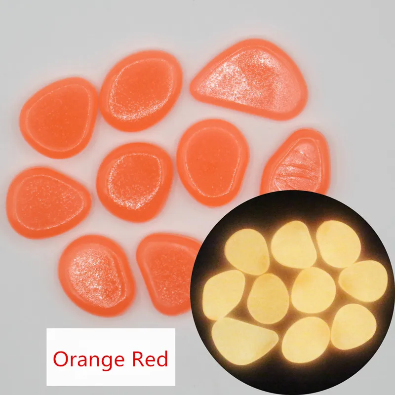 Orange red 20/50/100 шт светится в темноте садовые камни свечения камней камни для дорожек декор аквариума растения шланг для полива огорода, двора, светящиеся камни - Color: Orange red