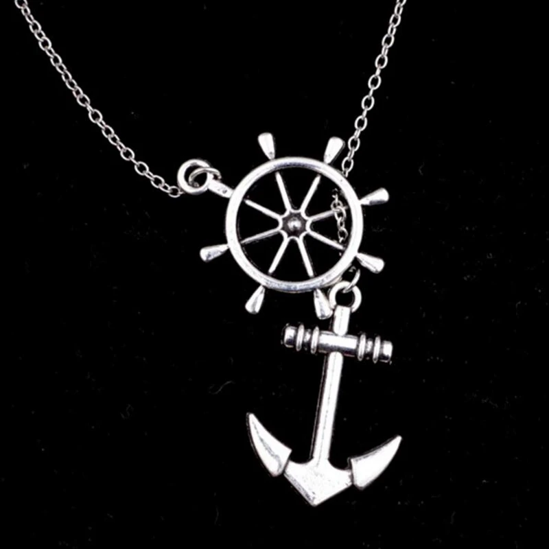 Лидер продаж старинное серебро якорь руль подвеска ожерелье для мужчин и женщин