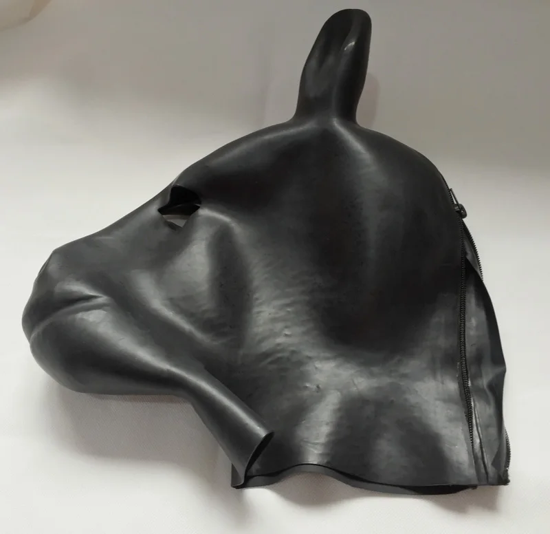 

Latex Horse Hood Mask Adult Fetish Bondage Hood Rubber Horse Masks without Hair