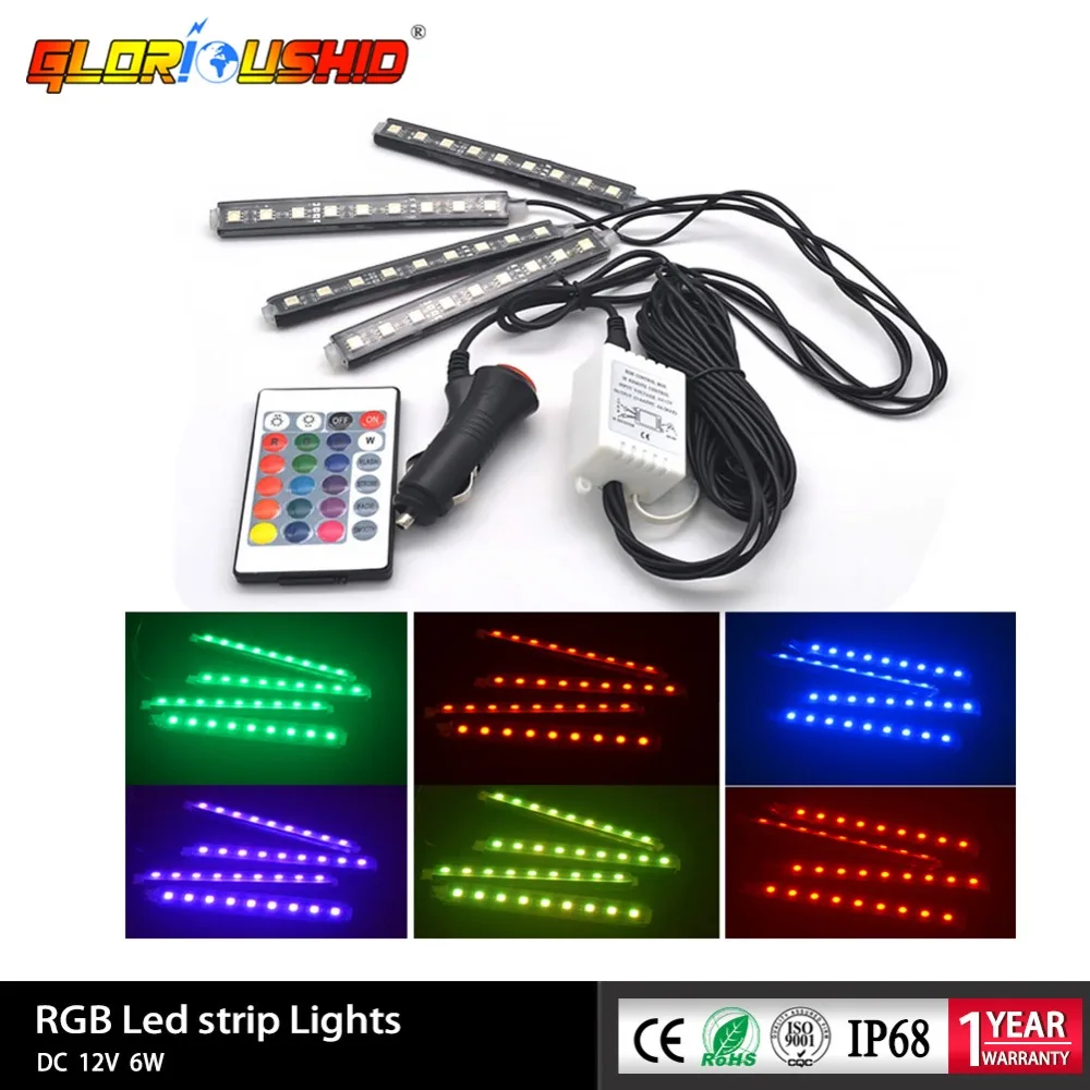 Светодиодный светильник RGB для салона автомобиля 12 В цветные декоративные