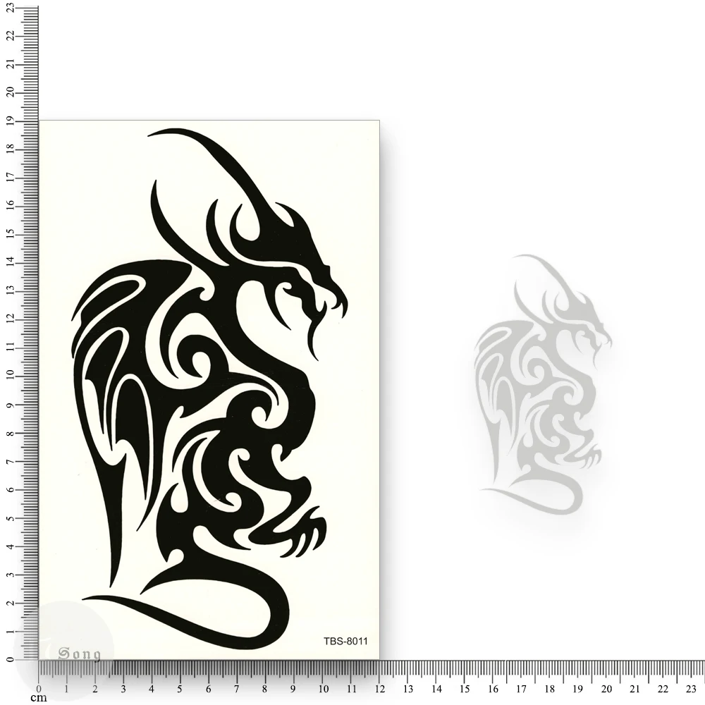 Waterproof Tattoo Stickers black Dragon Tribe totem Half Sleeve leg Temporary Tattoos Fake tattoo Women Men Body Art 20pcs/lot | Красота и
