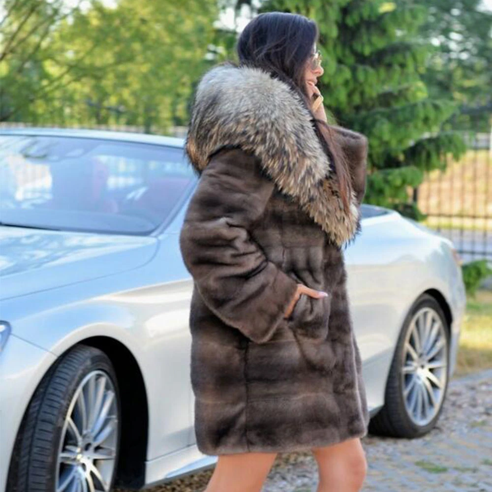 TOPFUR Winter Real Fur Coat Women Lapel Collar Natural Mink Fur Coat Women Medium Thick Full Sleeves Coats Fur Customized